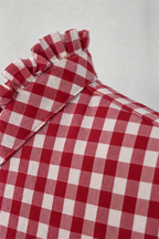 Checked Ruffle Collar Blouse