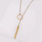 Chic Ethnic-Inspired Alloy Circle & Rod Pendant Necklace