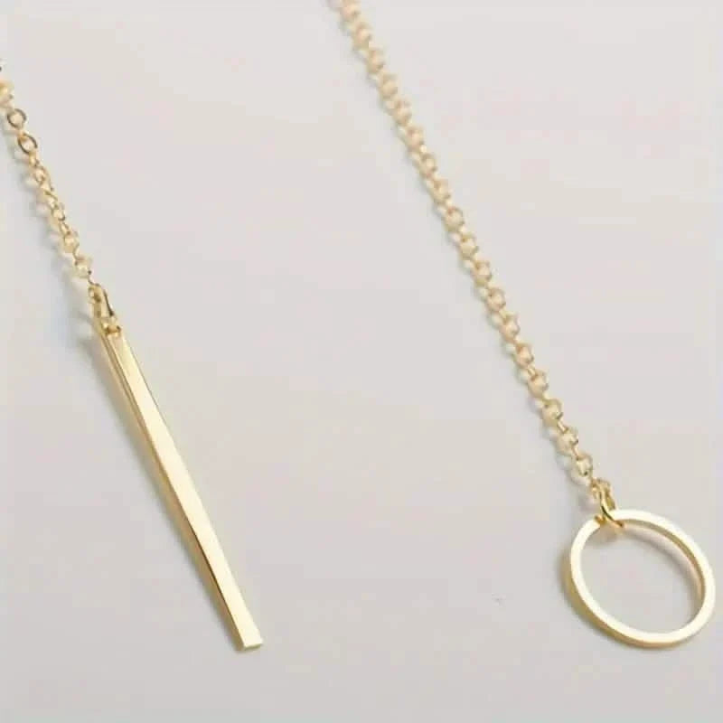 Chic Ethnic-Inspired Alloy Circle & Rod Pendant Necklace