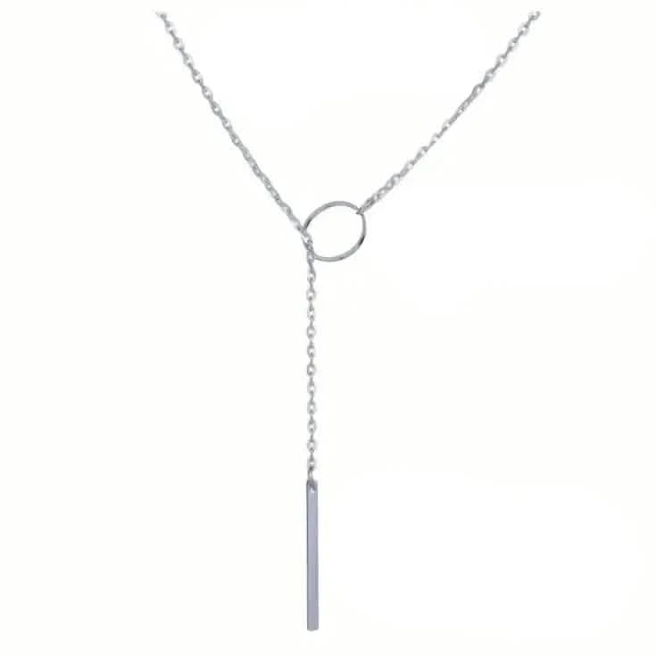 Chic Ethnic-Inspired Alloy Circle & Rod Pendant Necklace