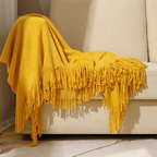 Thick Knit Throw with Tassels