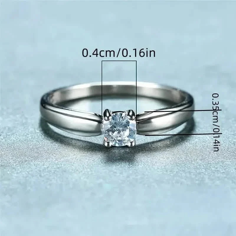 Classic 4-prong Set Round Zirconia Ring For Women