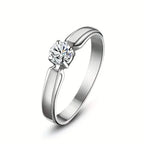 Classic 4-prong Set Round Zirconia Ring For Women