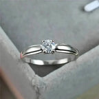 Classic 4-prong Set Round Zirconia Ring For Women