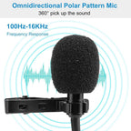Clip On Microphone Hands Free Lavalier Lapel Mic