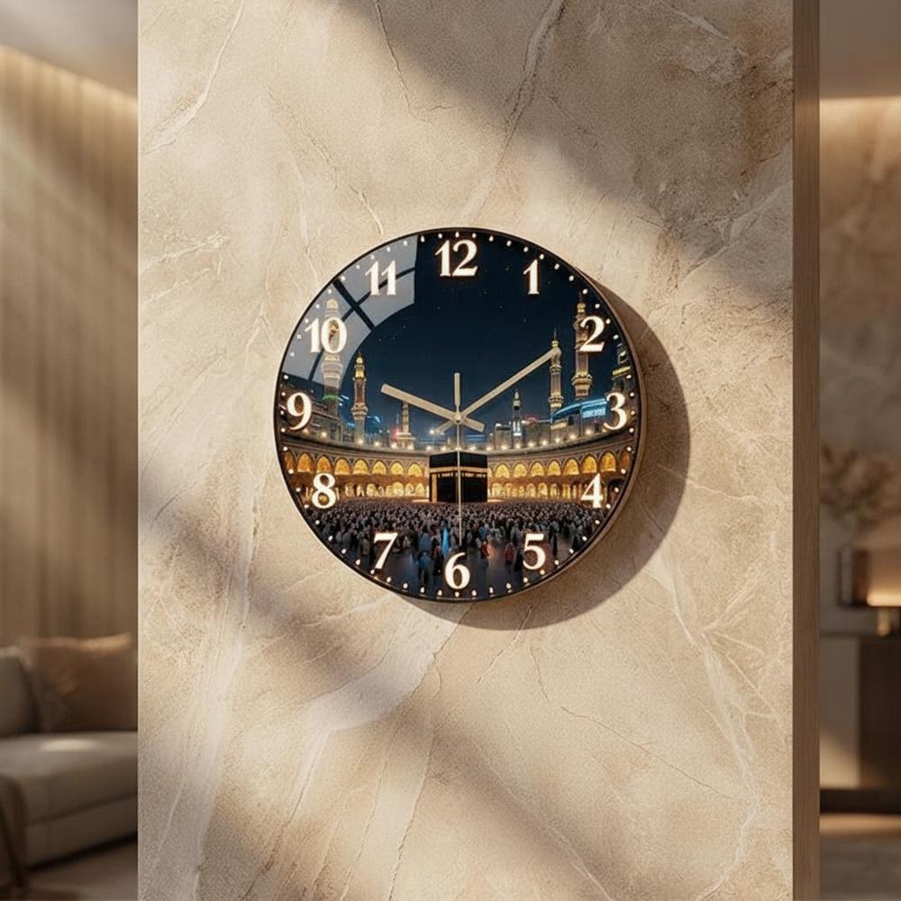 Silent Wall Clock with Mosque Panorama Design