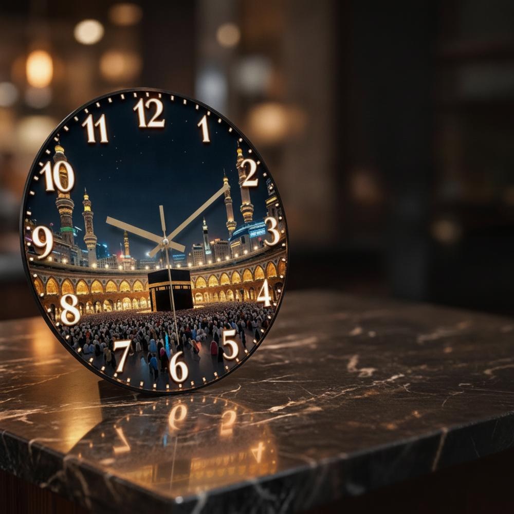 Silent Wall Clock with Mosque Panorama Design