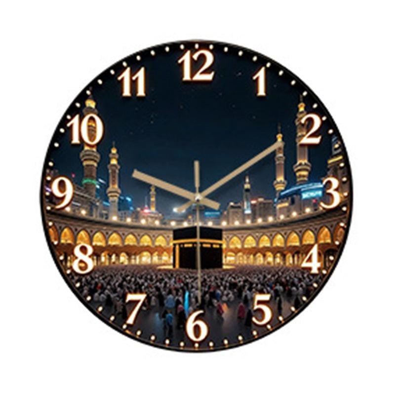 Silent Wall Clock with Mosque Panorama Design
