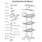 Clothes Drying Rack Rolling Collapsible Laundry Dryer Hanger Stand Rail