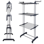 Clothes Drying Rack Rolling Collapsible Laundry Dryer Hanger Stand Rail