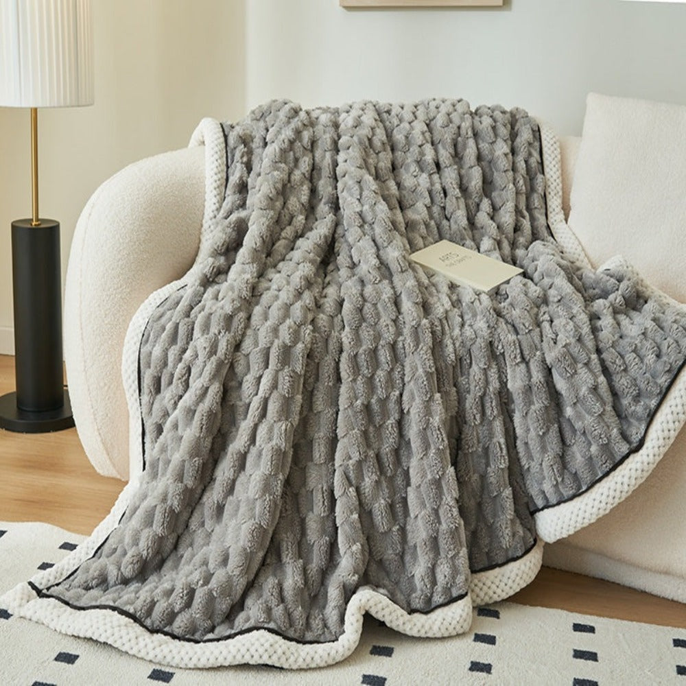 Cozy Bubble Fleece Throw Blanket