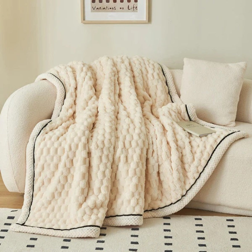 Cozy Bubble Fleece Throw Blanket