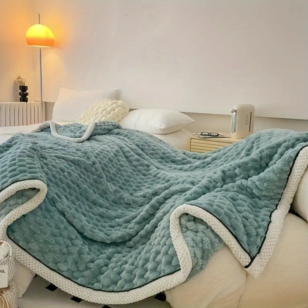 Cozy Bubble Fleece Throw Blanket