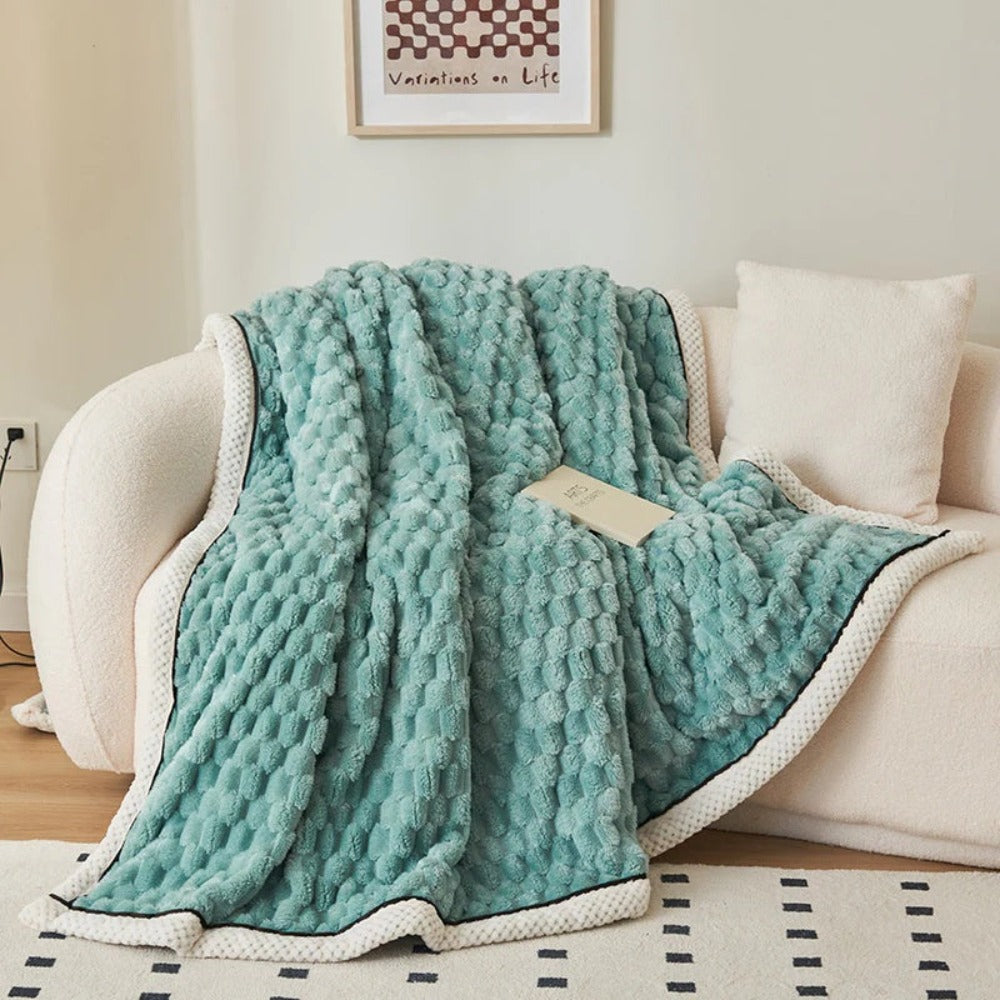 Cozy Bubble Fleece Throw Blanket