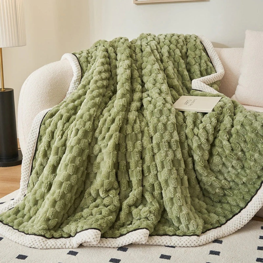 Cozy Bubble Fleece Throw Blanket