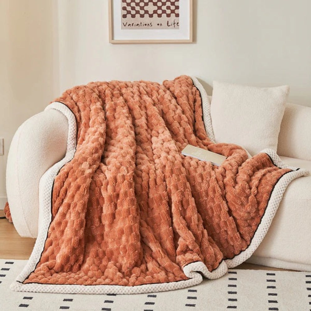 Cozy Bubble Fleece Throw Blanket
