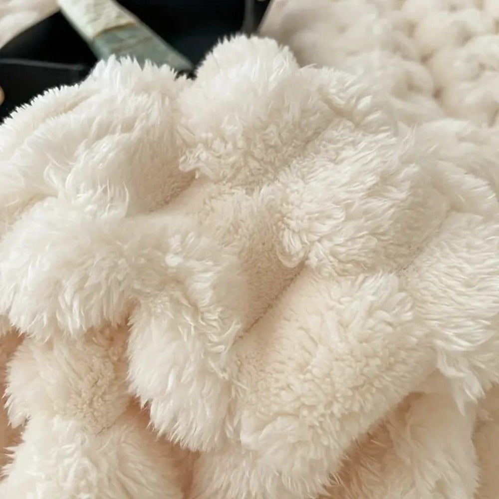 Cozy Bubble Fleece Throw Blanket