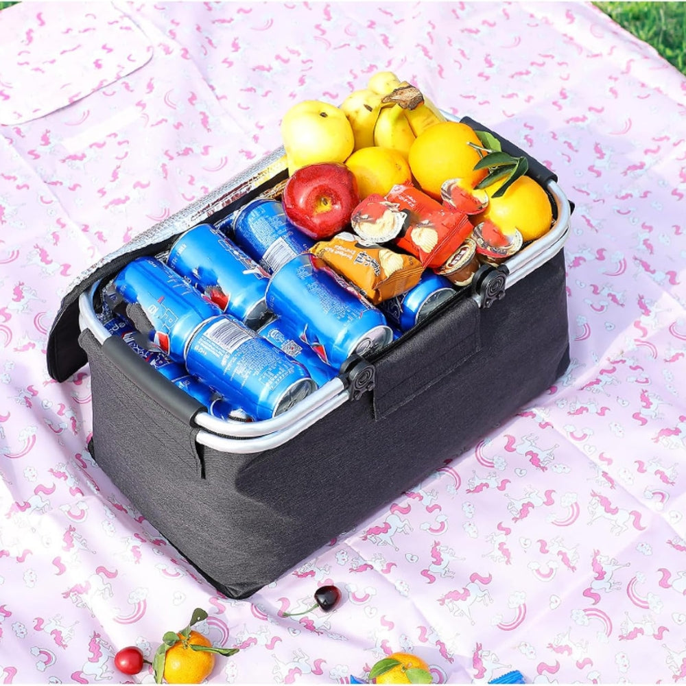 Collapsible Insulated Picnic Tote with Leakproof Liner