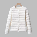 Collarless Packable Puffer Jacket for Spring and Winter