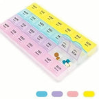 Colorful 28-Compartment Pill Organizer - Portable, Large Capacity Health Care Box