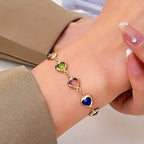Colorful Heart-Shaped Zirconia Bracelet
