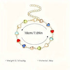 Colorful Heart-Shaped Zirconia Bracelet
