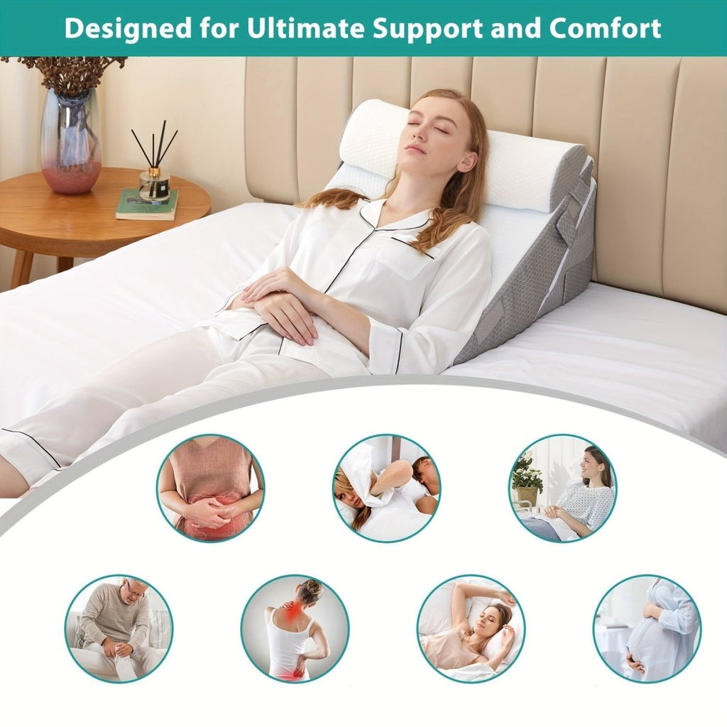 COMFORTRISE – Adjustable Memory Foam Wedge Cushion for Back and Leg Relaxation