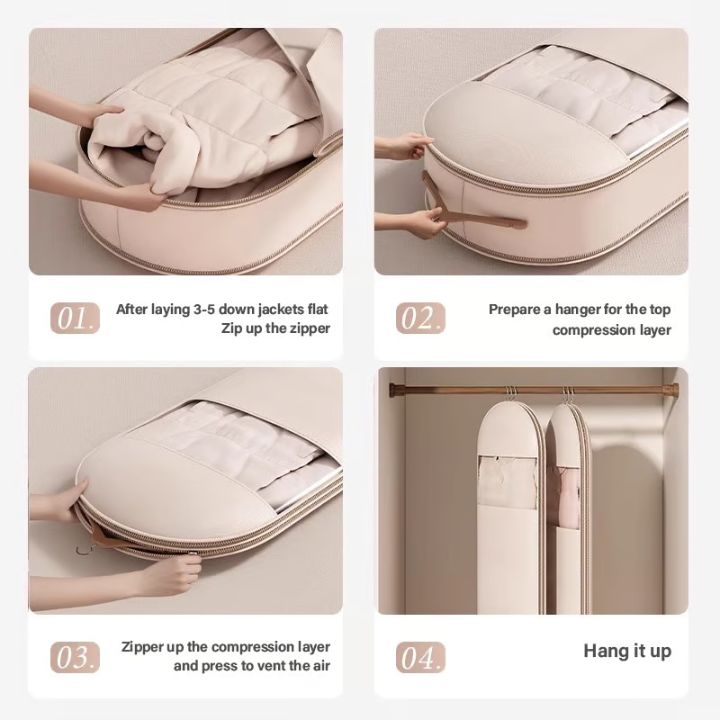 Hanging garment organizer with automatic compression