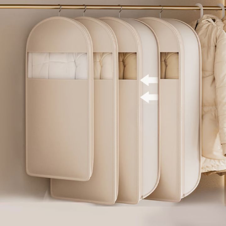 Hanging garment organizer with automatic compression