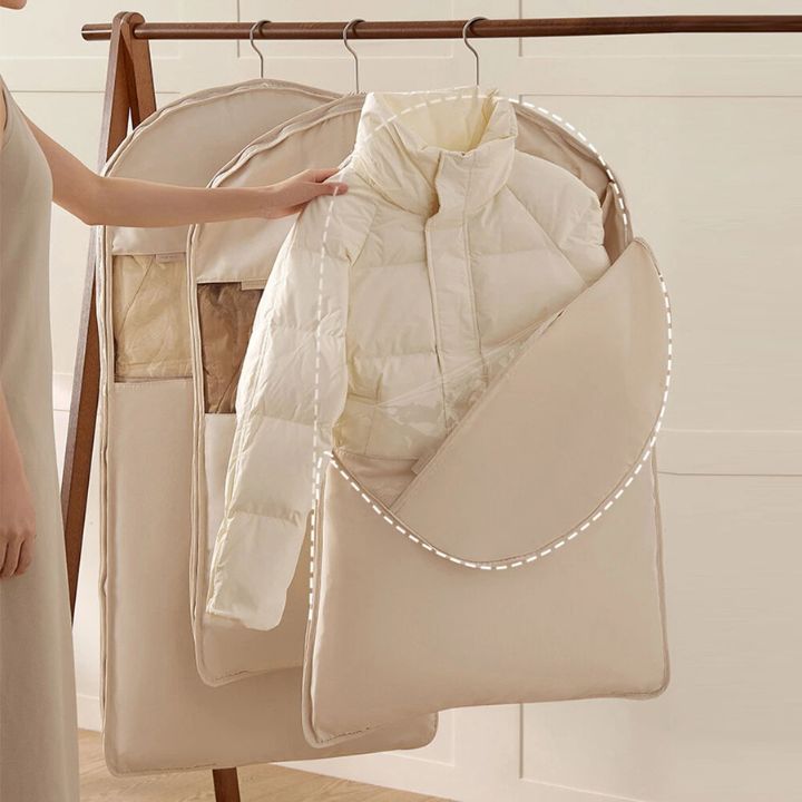 Hanging garment organizer with automatic compression