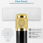 Condenser Microphone Bundle Shock Mount with Adjustable Boom Arm Sound Card