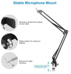 Condenser Microphone Bundle Shock Mount with Adjustable Boom Arm Sound Card