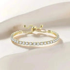 Copper Base with Plated Finish Synthetic Cubic Zirconia Inlay Adjustable Tennis Bracelet for Women