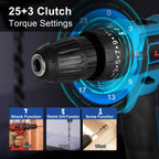 Cordless Drill Set with 2 Pieces 8V Batteries and Charger 2 Variable Speed 3/8In Keyless Chuck