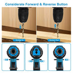 Cordless Drill Set with 2 Pieces 8V Batteries and Charger 2 Variable Speed 3/8In Keyless Chuck