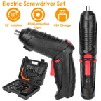 Cordless Electric Screwdriver Set with LED Work Light USB Rechargeable