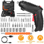 Cordless Electric Screwdriver Set with LED Work Light USB Rechargeable