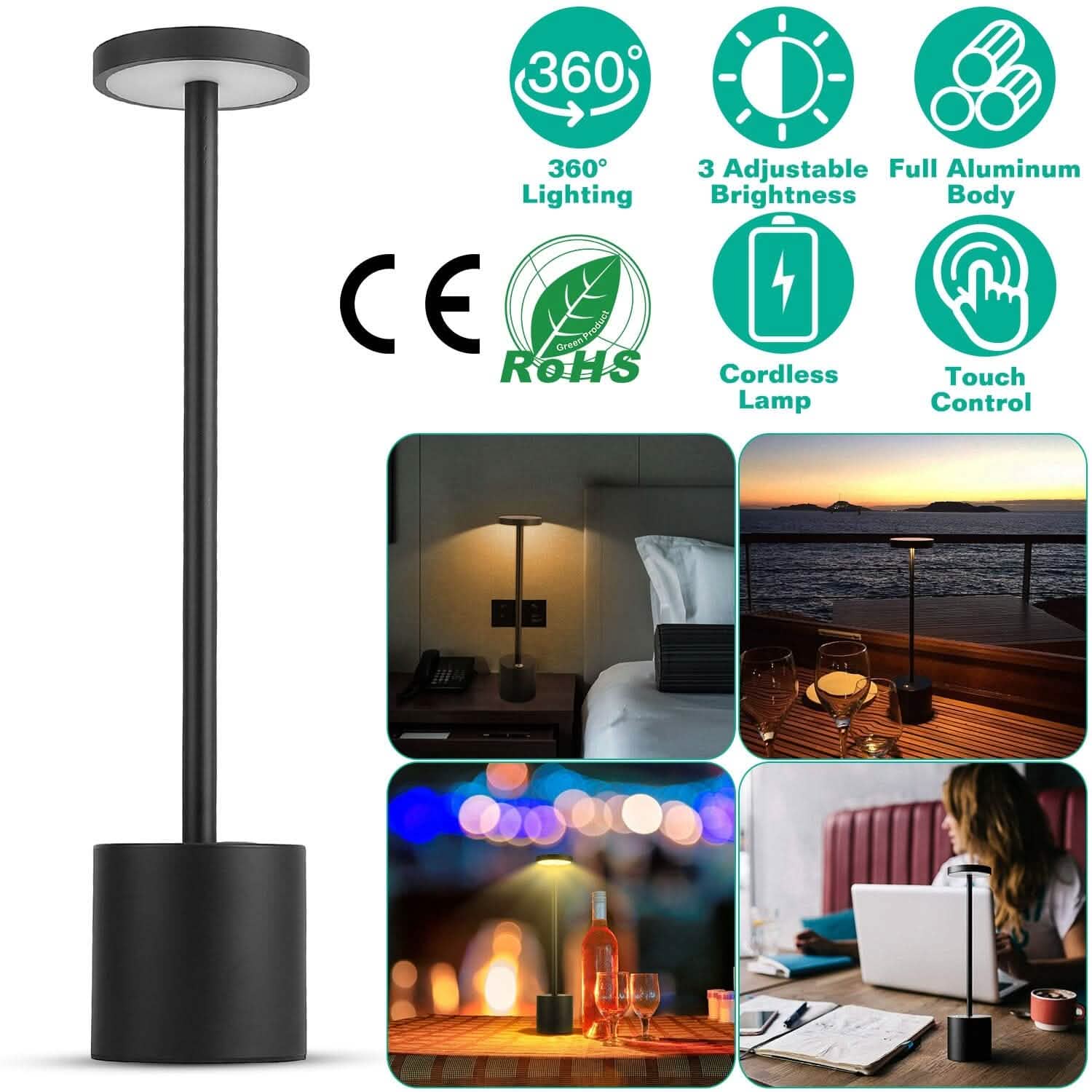 Cordless Portable Rechargeable Table Lamp