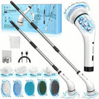Cordless Power Spinning Cleaner Brush - 8 Replaceable Brush Heads