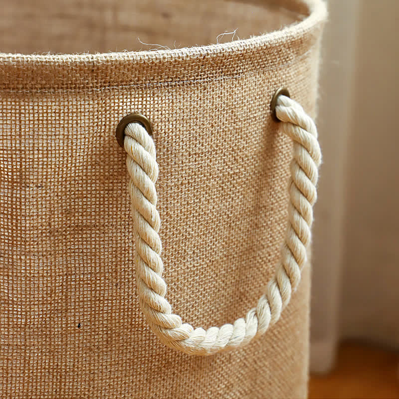 Foldable Cotton Linen Laundry Hamper with Waterproof Lining