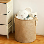 Foldable Cotton Linen Laundry Hamper with Waterproof Lining