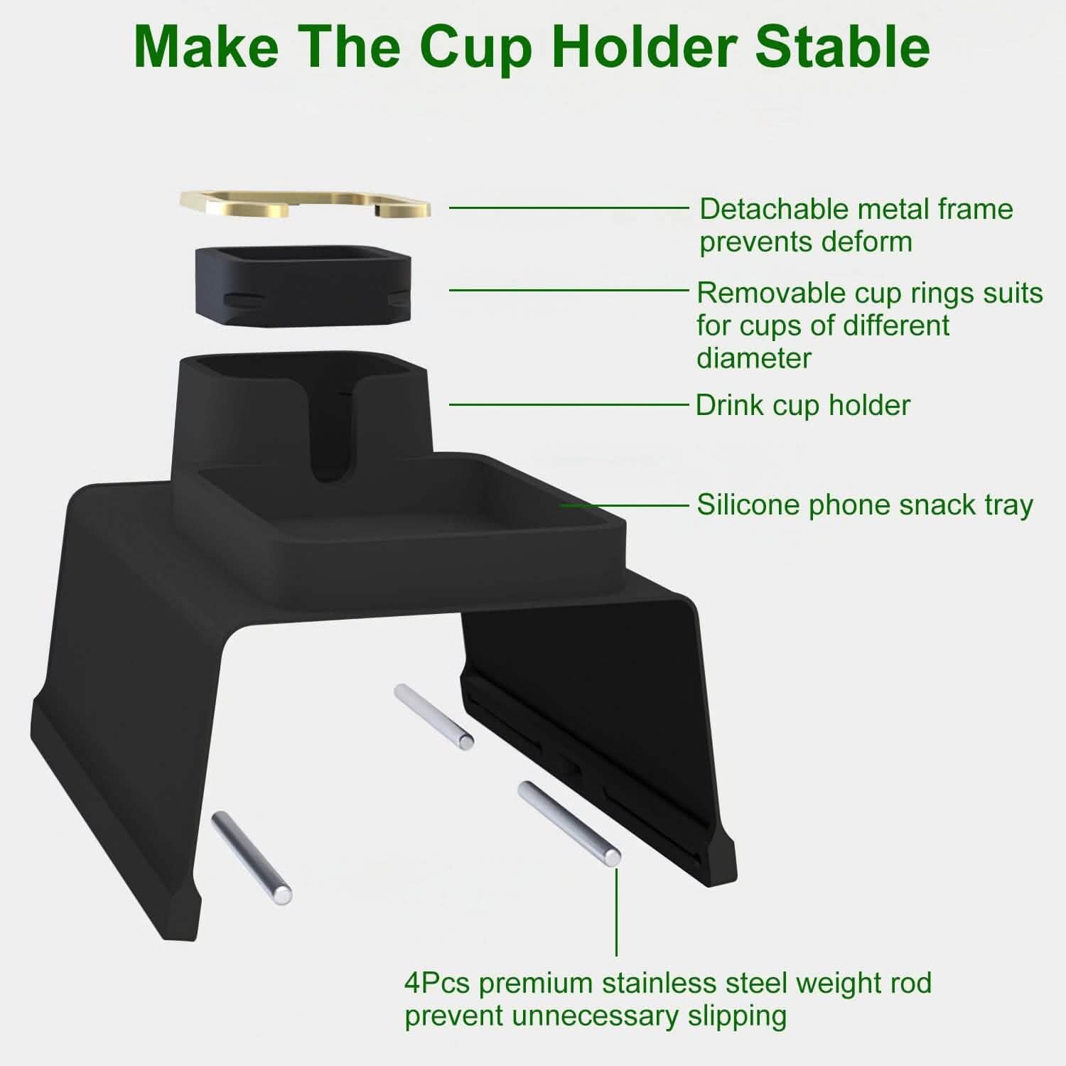 Couch Arm Cup Holder Tray Anti-spill Anti-slip Silicone Armrest Remote Snack Organizer