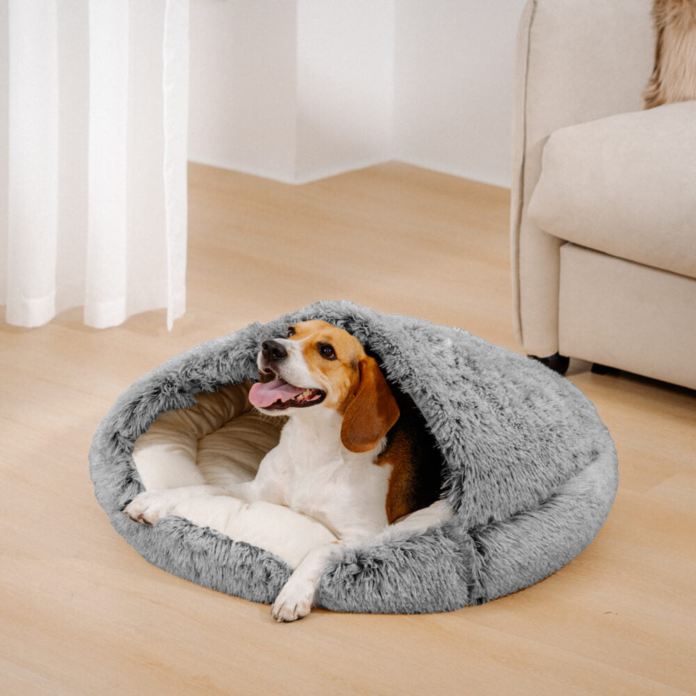 Semi-Enclosed Pet Burrow Bed - Soft Cotton Fabric