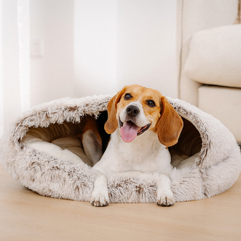 Semi-Enclosed Pet Burrow Bed - Soft Cotton Fabric