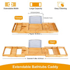 Crafted Bamboo Bath Tray Table Extendable Reading Rack