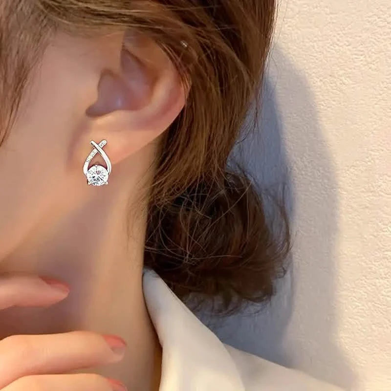 Creatively Designed Cross Earrings With Sparkling Zirconia for Women
