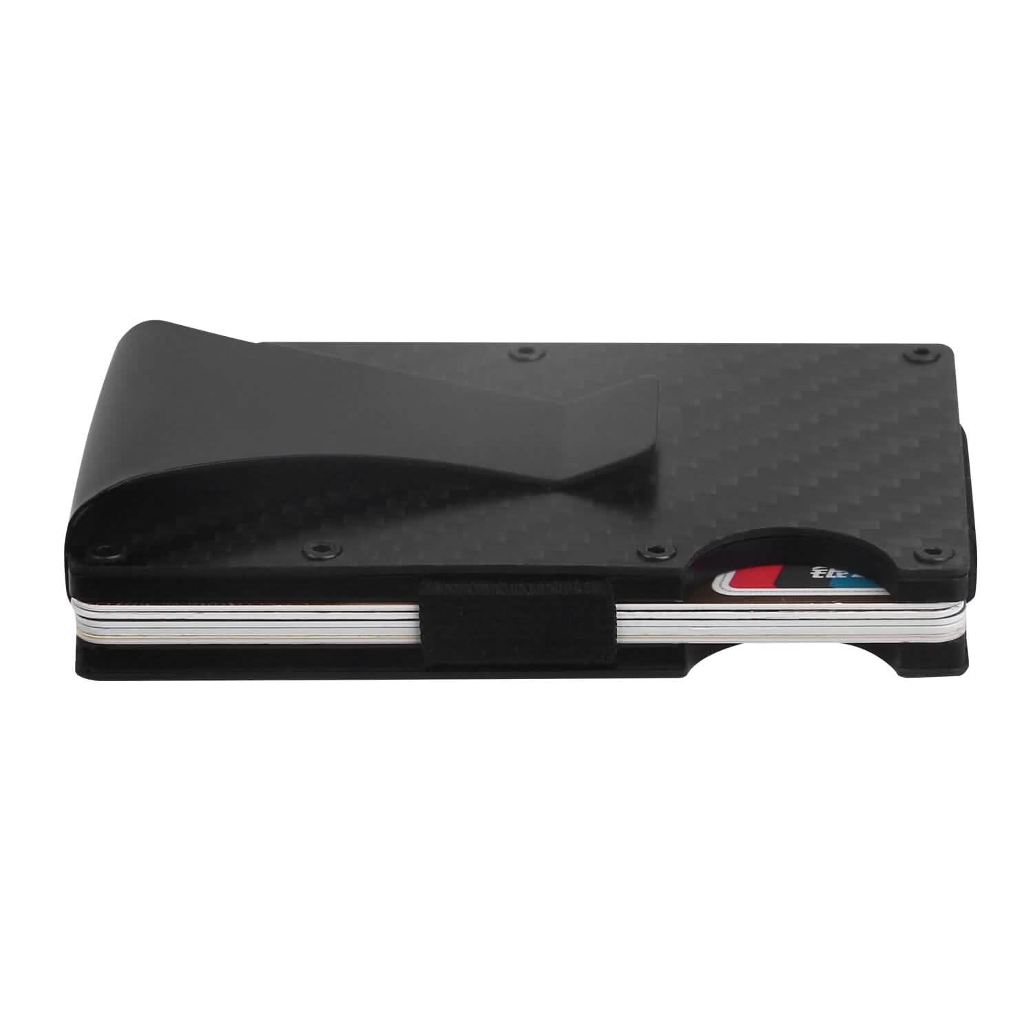 Credit Card Holder with Cash Clip Carbon Fiber RFID Blocking Scan for Men