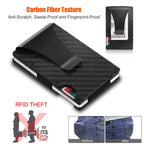 Credit Card Holder with Cash Clip Carbon Fiber RFID Blocking Scan for Men