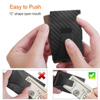 Credit Card Holder with Cash Clip Carbon Fiber RFID Blocking Scan for Men