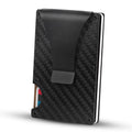 Credit Card Holder with Cash Clip Carbon Fiber RFID Blocking Scan for Men